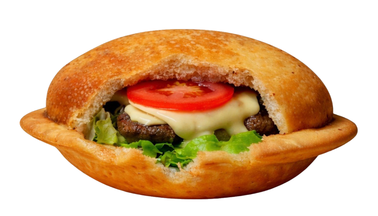 Inside view of UFO burger composition
